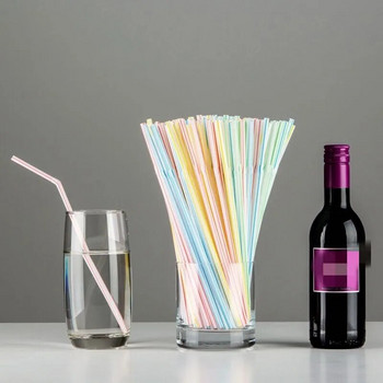 100 бр цветни еднократни пластмасови извити сламки сватбено парти бар напитки аксесоари консумативи за рожден ден