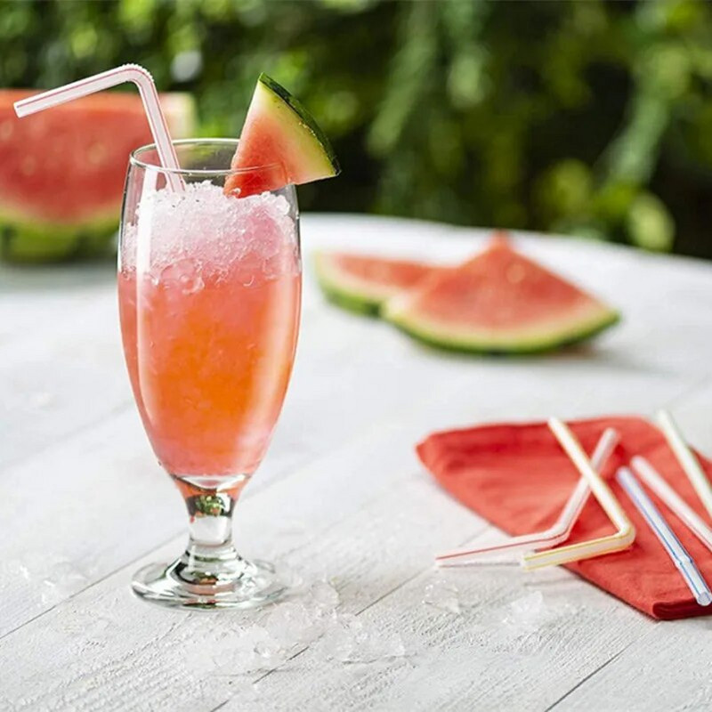 100 komada jednokratne plastične zakrivljene slamčice u boji za vjenčanje, dodaci za piće, pribor za rođendane