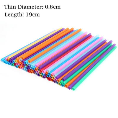 100 vnt. platūs dideli vienkartiniai šiaudeliai Spalvingi plastikiniai gėrimo šiaudeliai Vestuvių vakarėlis Gimtadienis Pieniškos arbatos sulčių šiaudelių batonėlio priedai