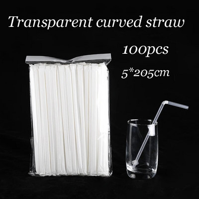 100 vnt. vienkartiniai plastikiniai šiaudeliai, individuali pakuotė Pieno sultys, geriamieji šiaudeliai, skaidrūs lankstūs šiaudeliai, vestuvių vakarėlio reikmenys