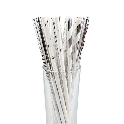 25vnt/rinkinys Vienkartiniai popieriniai šiaudeliai Creative Blitter Geriamasis šiaudelis Mada Gimtadienio vakarėlio reikmenys Mišrios juostelės Rietjes stalo reikmenys