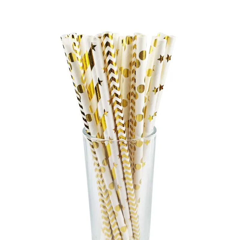 25vnt/rinkinys Vienkartiniai popieriniai šiaudeliai Creative Blitter Geriamasis šiaudelis Mada Gimtadienio vakarėlio reikmenys Mišrios juostelės Rietjes stalo reikmenys