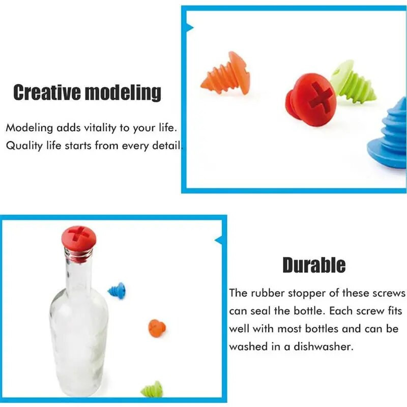 5 tk silikoonist veinikorgiga kruvikujuline veinipudeli kork Loomingulised veinitarvikud koduseks peoks kasutamiseks toidukvaliteediga köögividin