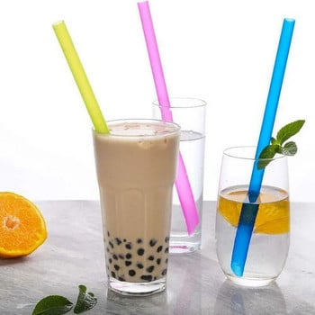 100 бр. Многоцветни сламки за еднократна употреба Голям широк MilkTea Milkshake Пластмасова сламка за пиене за аксесоари за сватбено тържество Барови принадлежности