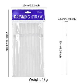 100 бр. Прозрачни сламки за пиене Пластмасови сламки за кухненски прибори Бар Парти напитки Коктейлна напитка Гъвкави сламки за еднократна употреба