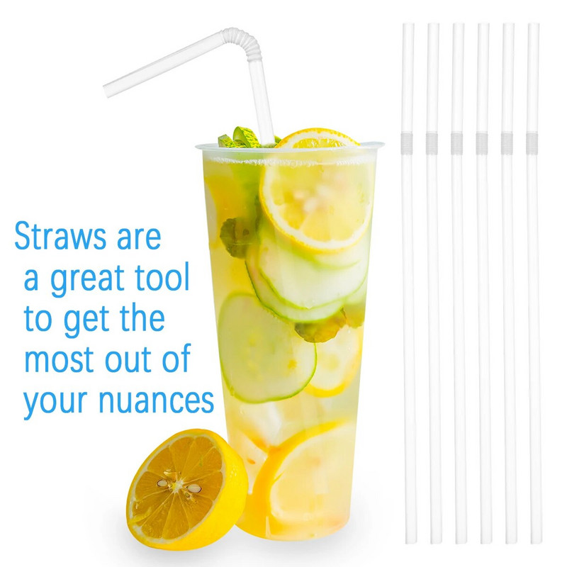 100 vnt permatomi geriamieji šiaudeliai Plastikiniai šiaudeliai virtuvės reikmenims Bar Vakarėlių gėrimų kokteilių gėrimų lankstūs vienkartiniai šiaudeliai