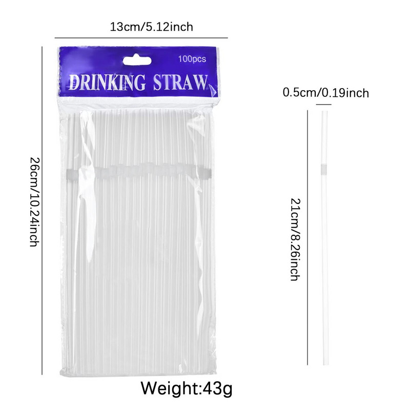 100 vnt permatomi geriamieji šiaudeliai Plastikiniai šiaudeliai virtuvės reikmenims Bar Vakarėlių gėrimų kokteilių gėrimų lankstūs vienkartiniai šiaudeliai