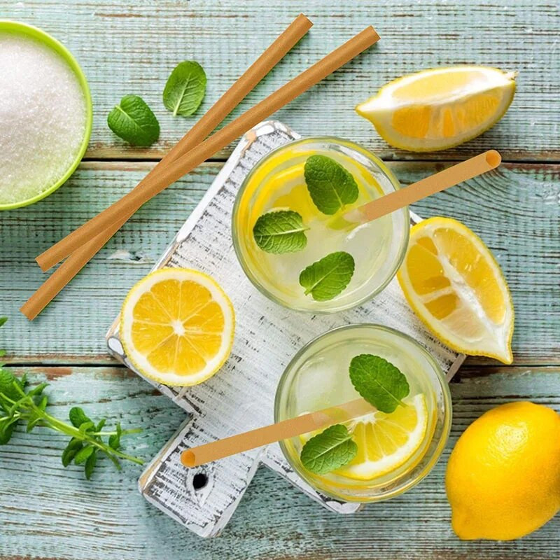 200 vnt cukranendrių šiaudeliai 21 cm vienkartiniai kompostuojami geriamojo kokteilio šiaudų virtuvės gėrimų priedai Festivalio vakarėlio virtuvė