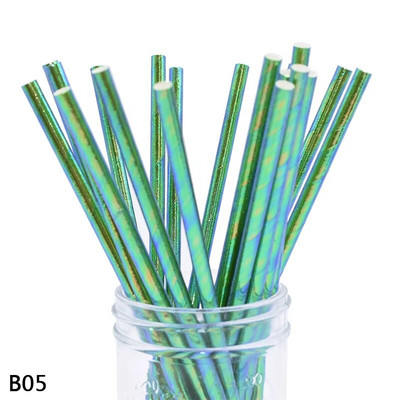 25/50 vnt perlamutrinės rožinės spalvos sidabro vienkartinio popieriaus šiaudų folijos lazerinis vaivorykštės šiaudelis gimtadienio vestuvių Kalėdų vakarėlio reikmenims