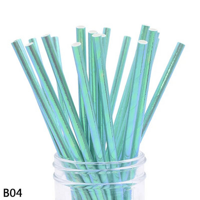 25/50 vnt perlamutrinės rožinės spalvos sidabro vienkartinio popieriaus šiaudų folijos lazerinis vaivorykštės šiaudelis gimtadienio vestuvių Kalėdų vakarėlio reikmenims