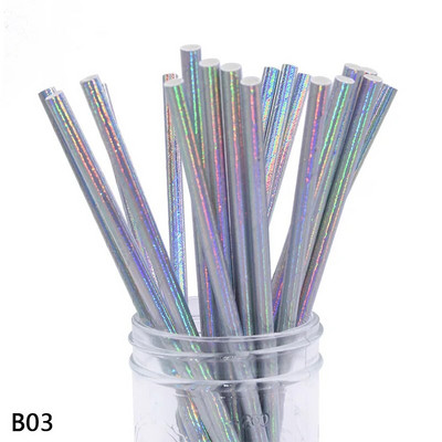 25/50 vnt perlamutrinės rožinės spalvos sidabro vienkartinio popieriaus šiaudų folijos lazerinis vaivorykštės šiaudelis gimtadienio vestuvių Kalėdų vakarėlio reikmenims
