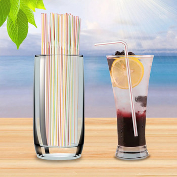 Πλαστικά καλαμάκια 300 τμχ 21cm Long Party Flexible Drinking Straw for Kitchen Juice Cocktail Αναλώσιμα μαγειρικά σκεύη για ποτά