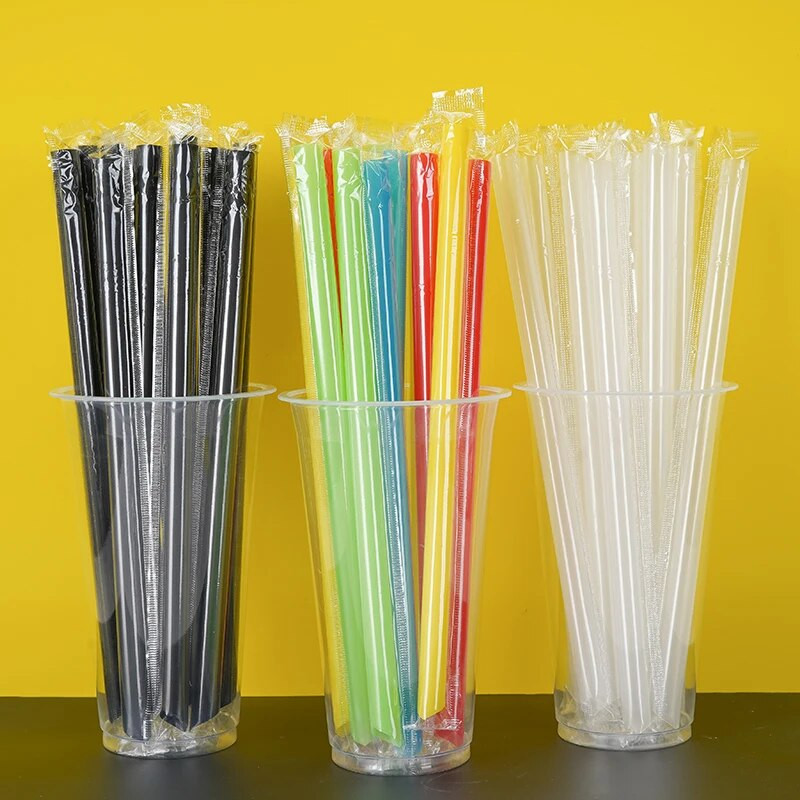 100db/csomag 12mm nagy méretű eldobható szalma műanyag ivószalma buborék tea kellékek