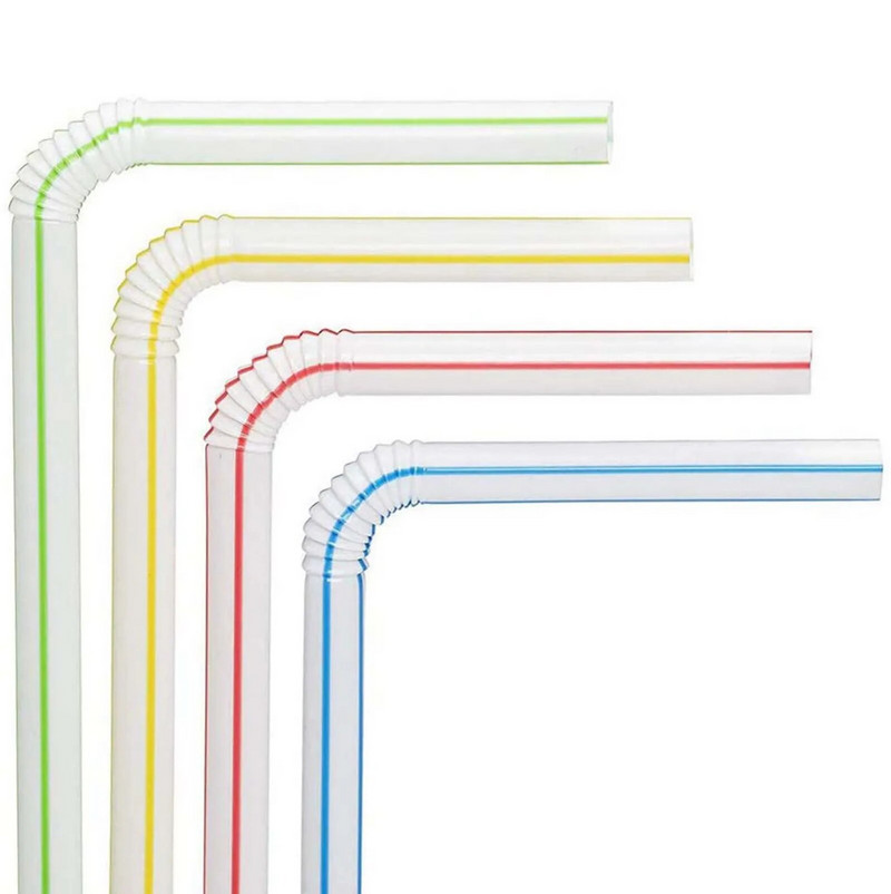 300 vnt. Plastikiniai vienkartiniai šiaudeliai vakarėliams Baras Gėrimų parduotuvės Namams Lankstomi šiaudeliai Vestuvių gimtadienio vakarėlio baro priedai