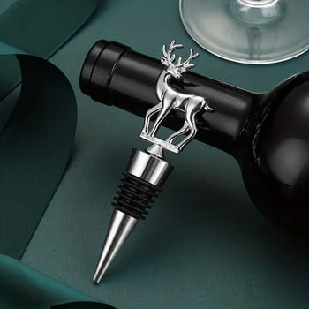 1бр Elk Wine Stopper Разширяваща се запушалка за бутилки за напитки Запазване на коркова метална бутилка за червено вино Запушалка за шампанско Бар аксесоари