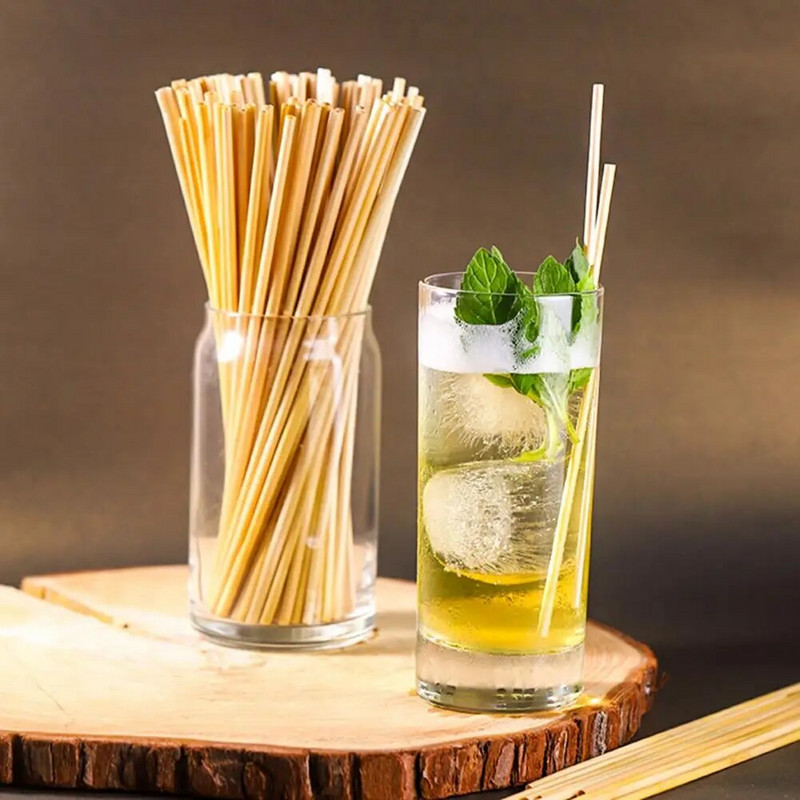 300 vnt Puikūs geriamieji šiaudeliai Daugkartinio naudojimo geriamasis vanduo Lengvi bambuko biologiškai skaidūs šiaudeliai