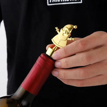 1 τεμ Άγιος Βασίλης Χριστουγεννιάτικο πώμα για μπουκάλι κρασιού μελόψωμο Άντρας Χριστουγεννιάτικο Πώμα φιάλης χρυσό Elk Sealer Wine Bar Αξεσουάρ Δώρο