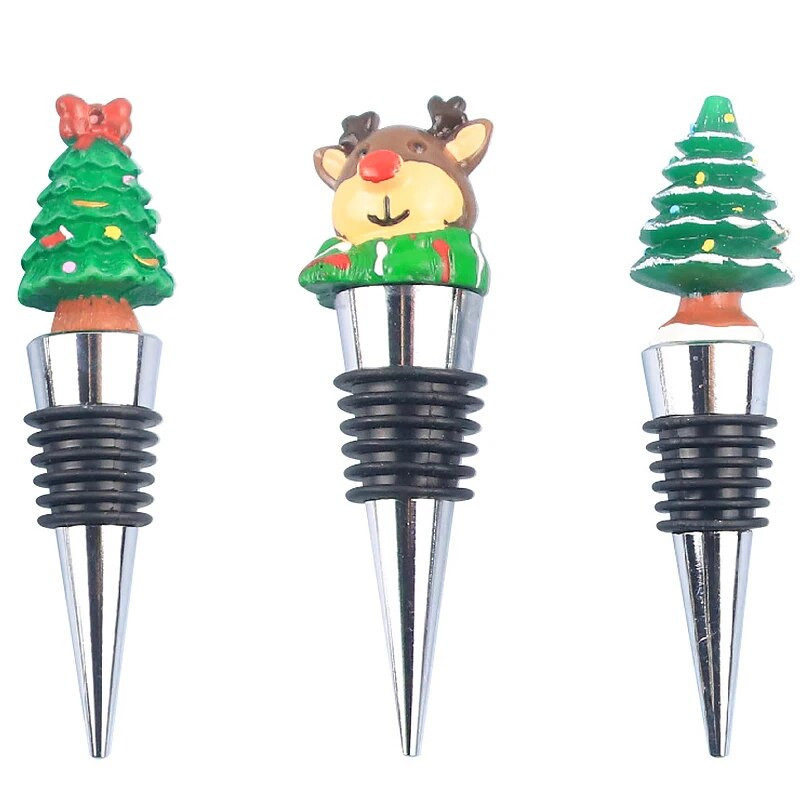 Kalėdų serijos vyno kamštelis baro vakarėlio dekoras Sniego senio forma Šviežiai išsilaikantis vyno šampano butelio kamštis vakuuminiu būdu uždarytas priedas