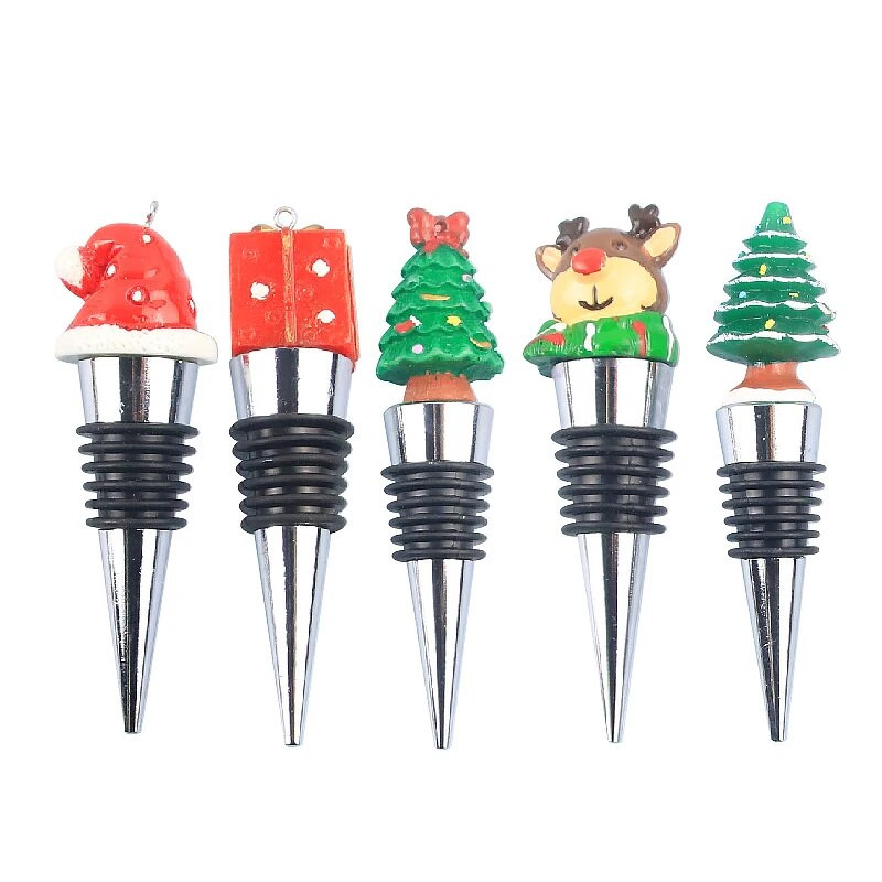 Kalėdų serijos vyno kamštelis baro vakarėlio dekoras Sniego senio forma Šviežiai išsilaikantis vyno šampano butelio kamštis vakuuminiu būdu uždarytas priedas