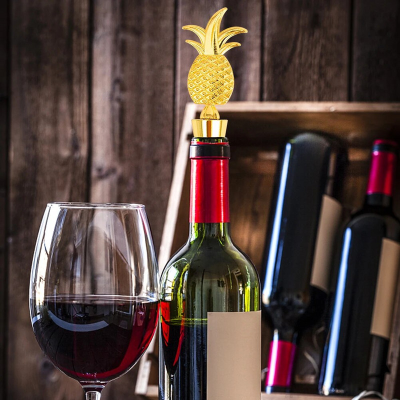 Vyno butelio kamštis Puikus cinko lydinio laikymo vyno kamštis su dovanų dėžute, daugkartinis ir gražus auksinis papuošimas dovanoms