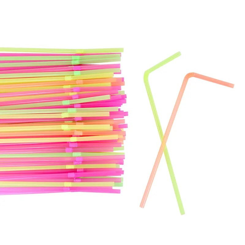 100/200 vnt. lankstūs spalvingi plastikiniai geriamųjų šiaudelių vakarėlis Havajų atogrąžų vasaros paplūdimio vestuvių gimtadienio reikmenys