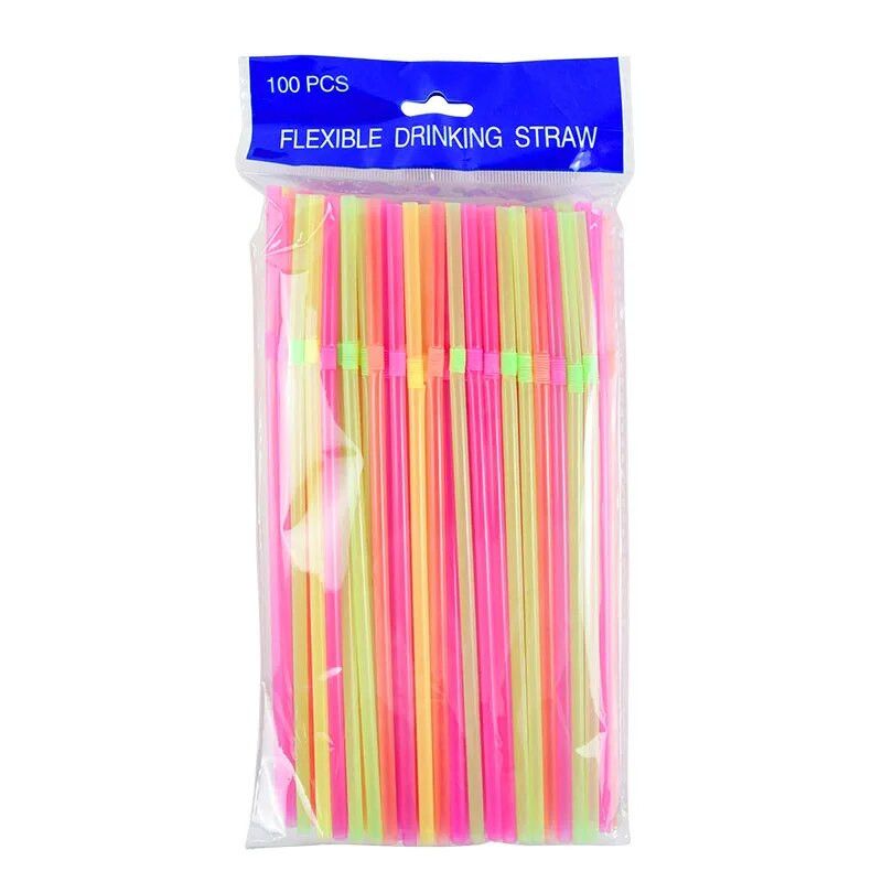 100/200 vnt. lankstūs spalvingi plastikiniai geriamųjų šiaudelių vakarėlis Havajų atogrąžų vasaros paplūdimio vestuvių gimtadienio reikmenys