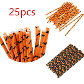 25 τμχ Νυχτερίδα για Halloween Party Pumpkin Ghost Skull Paper Straw Μαύρο πορτοκαλί χαρτί για πόσιμο καλαμάκια Προμήθειες για πάρτι οικιακής χρήσης Καλαμάκι