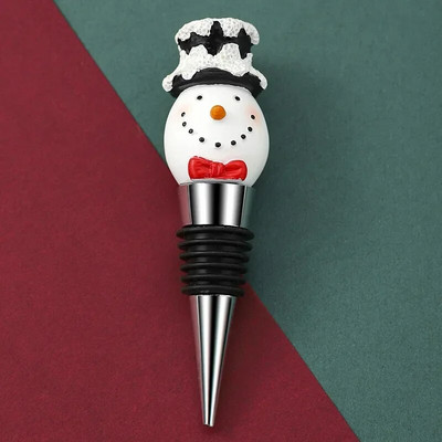 1 vnt Linksmų Kalėdų vyno kamštis Sniego senelis vyno butelio kamštis Šviežiai išlaikomas butelio dekoras Namų barai Butelių dekoratyviniai amatai