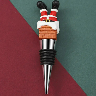 1 vnt Linksmų Kalėdų vyno kamštis Sniego senelis vyno butelio kamštis Šviežiai išlaikomas butelio dekoras Namų barai Butelių dekoratyviniai amatai