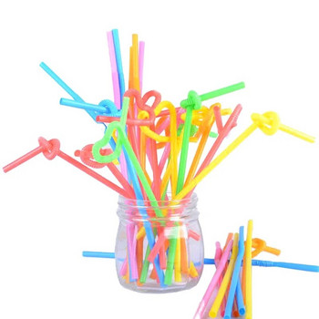 100-600 бр. Смесени цветни пластмасови сламки за еднократна употреба Флуоресцентни огъващи се сламки за коктейли Хавайски барове за сватбени партита