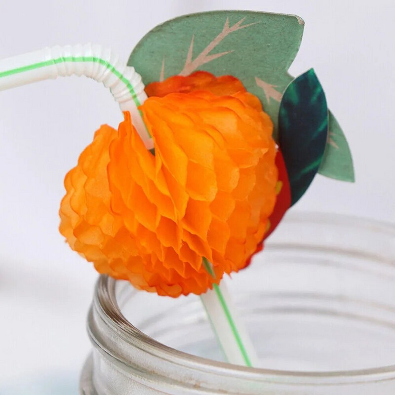 Vaivorykštės spalvos havajietiško stiliaus 3d vaisių stilius geriamasis šiaudų gėrimas šiaudų pipetės kokteilių šiaudeliais