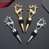 Kalėdų briedžio cinko lydinio vyno kamštis Auksinis sidabras Kūrybinis vyno kamštis Vyno aeratoriai Baro įrankiai Kalėdinio vyno butelio kamštis