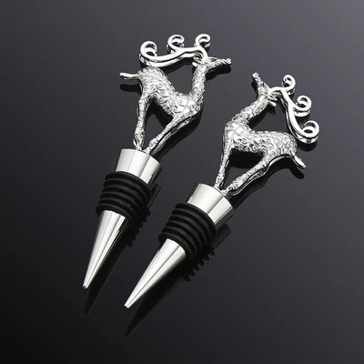 Kalėdų briedžio cinko lydinio vyno kamštis Auksinis sidabras Kūrybinis vyno kamštis Vyno aeratoriai Baro įrankiai Kalėdinio vyno butelio kamštis