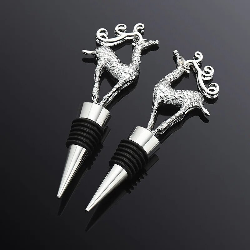 Kalėdų briedžio cinko lydinio vyno kamštis Auksinis sidabras Kūrybinis vyno kamštis Vyno aeratoriai Baro įrankiai Kalėdinio vyno butelio kamštis