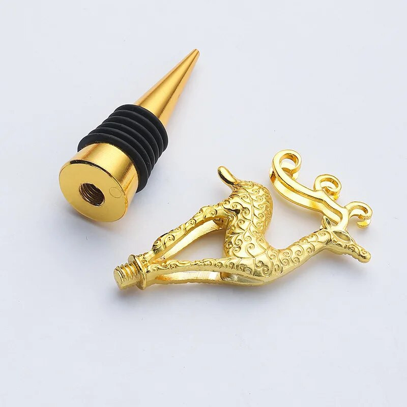 Kalėdų briedžio cinko lydinio vyno kamštis Auksinis sidabras Kūrybinis vyno kamštis Vyno aeratoriai Baro įrankiai Kalėdinio vyno butelio kamštis