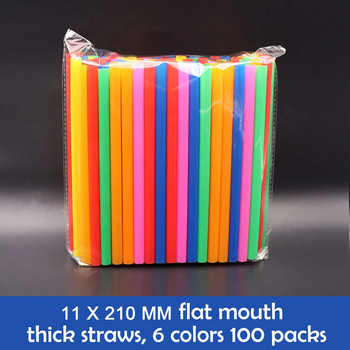 Καλαμάκια μιας χρήσης ίσια 100 τμχ για πόση Flat Moth Straw Pearl Milk Tea Χοντρό άχυρο Πλαστικό ίσιο σωλήνα