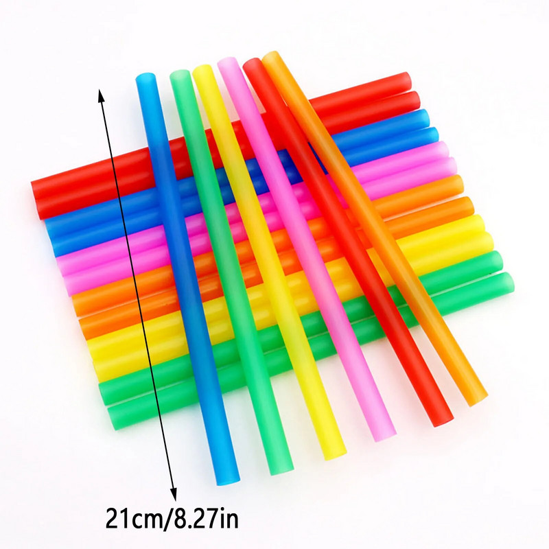 Vienkartiniai šiaudeliai, tiesūs 100 vnt., skirti gerti Vienkartinė plokščia burna šiaudų perlų pieno arbata Stambių šiaudų plastikinė tiesi tūbelė