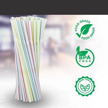 100 бр. 21 см цветни пластмасови извити сламки за еднократна употреба Сватбено парти Аксесоари за барове за напитки Сламка за многократна употреба за рожден ден