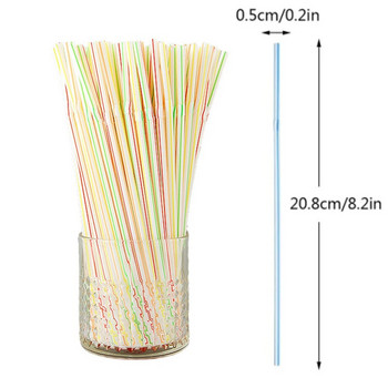 100 бр. 21 см цветни пластмасови извити сламки за еднократна употреба Сватбено парти Аксесоари за барове за напитки Сламка за многократна употреба за рожден ден