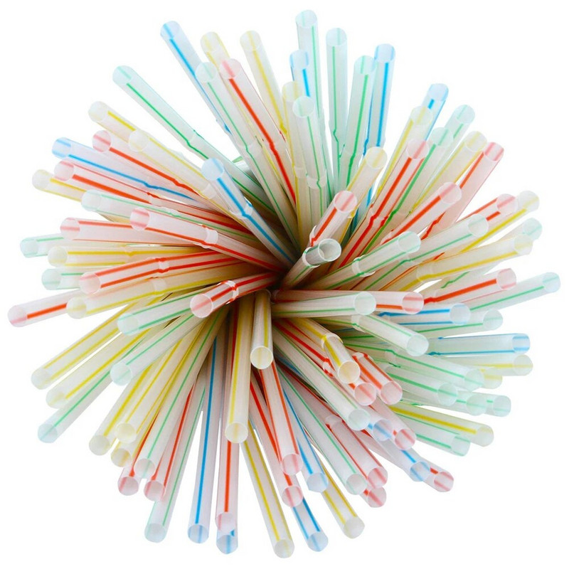 100 vnt 21 cm spalvoti vienkartiniai plastikiniai lenkti gėrimo šiaudeliai Vestuvių vakarėlio baro gėrimų priedai Gimtadienio daugkartinio naudojimo šiaudeliai