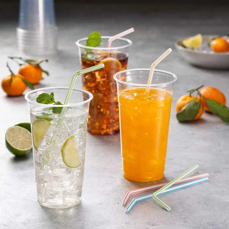 100 vnt 21 cm spalvoti vienkartiniai plastikiniai lenkti gėrimo šiaudeliai Vestuvių vakarėlio baro gėrimų priedai Gimtadienio daugkartinio naudojimo šiaudeliai