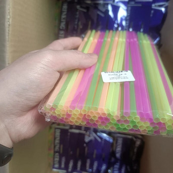100-600 τμχ Πλαστικά καλαμάκια Χρώμα φθορισμού Κοκτέιλ μιας χρήσης Rietjes για Γάμο Κουζίνας Αξεσουάρ για πάρτι γενεθλίων