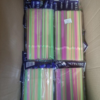 100-600 τμχ Πλαστικά καλαμάκια Χρώμα φθορισμού Κοκτέιλ μιας χρήσης Rietjes για Γάμο Κουζίνας Αξεσουάρ για πάρτι γενεθλίων