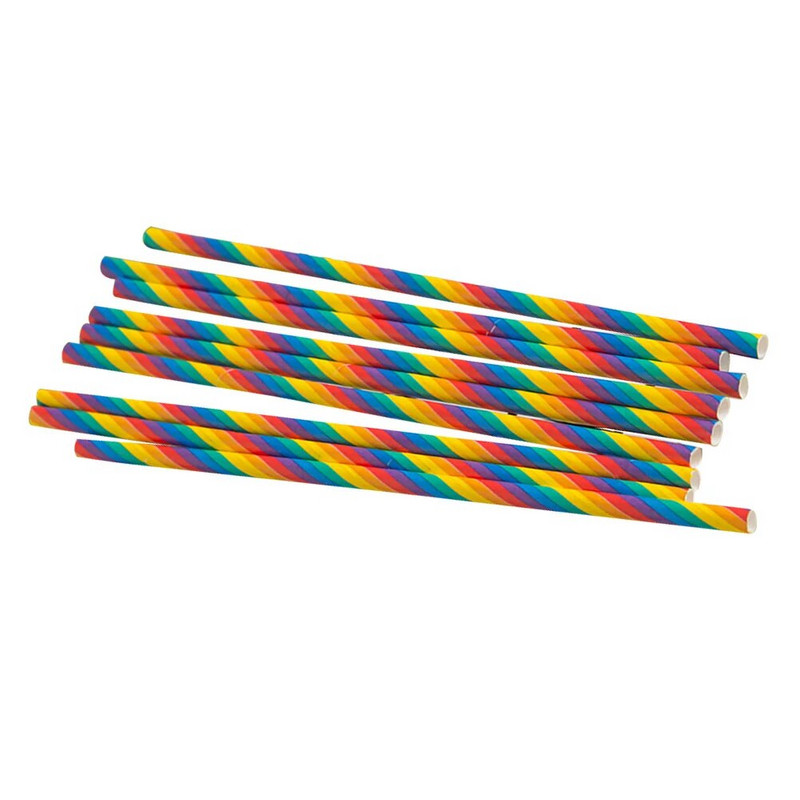 100 vnt Popieriniai šiaudeliai Dryžuoti šiaudeliai Biologiškai skaidūs kokteilių pipetės vienkartinės