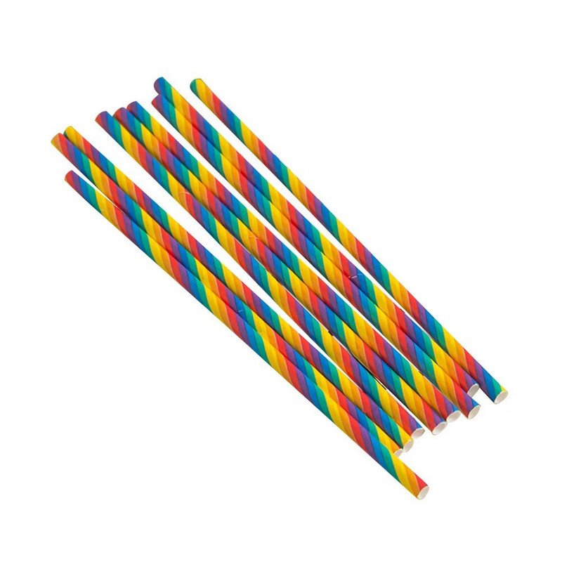 100 vnt Popieriniai šiaudeliai Dryžuoti šiaudeliai Biologiškai skaidūs kokteilių pipetės vienkartinės