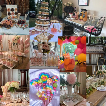 [100] Ροζ & χρυσά χάρτινα καλαμάκια πόσιμου 100% βιοδιασπώμενα καλαμάκια πάρτι πολλαπλών σχεδίων για γενέθλια, γάμους, νυφικά, ντους μωρών