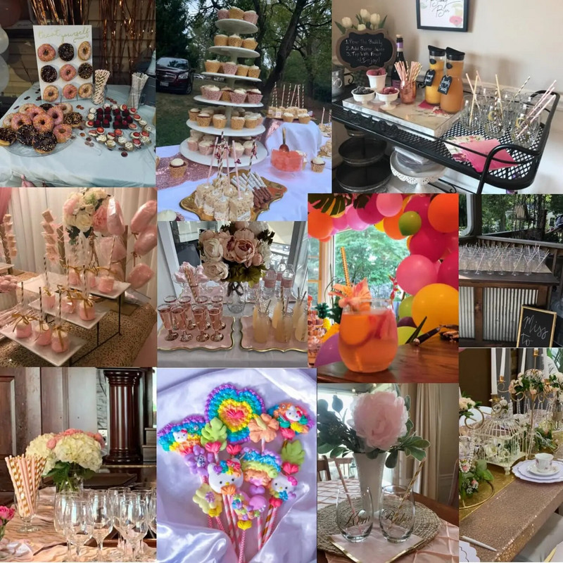 [100] Ροζ & χρυσά χάρτινα καλαμάκια πόσιμου 100% βιοδιασπώμενα καλαμάκια πάρτι πολλαπλών σχεδίων για γενέθλια, γάμους, νυφικά, ντους μωρών