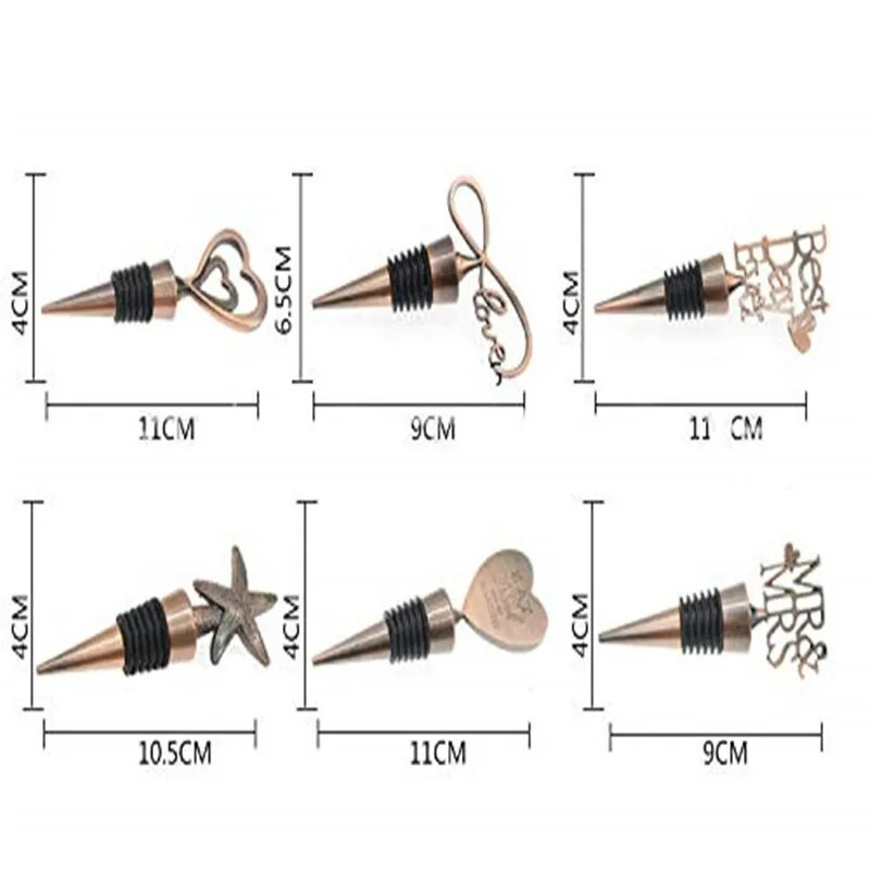 Love Heart Shape, Starfish, Mr & Mrs vyno butelio kamštis Cinko lydinio daugkartinio naudojimo kištukas Laikykite vyną šviežią, kad mielieji padovanotų vestuves