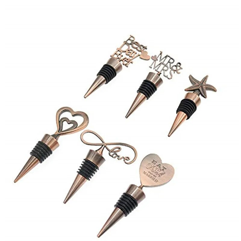 Love Heart Shape, Starfish, Mr & Mrs vyno butelio kamštis Cinko lydinio daugkartinio naudojimo kištukas Laikykite vyną šviežią, kad mielieji padovanotų vestuves