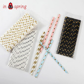 25 vnt. Nauji biologiškai skaidūs vienkartiniai popieriniai šiaudiniai gimtadienio ir vestuvių reikmenys vienkartiniai stalo reikmenys